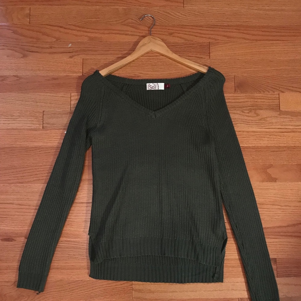 Army Green V-neck sweater